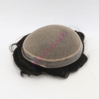 LT136 Custom Men Toupee Silk Base with Clear PU Around