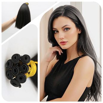 LE24 Genius Weft Bundles Hair Extension Light Flat Human Hair Weft