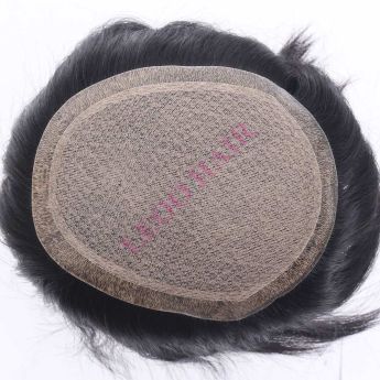 LT124 Custom Men Toupee Silk Base with Injection PU Around