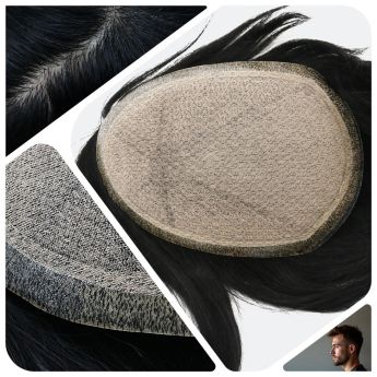 LT124 Custom Men Toupee Silk Base with Injection PU Around