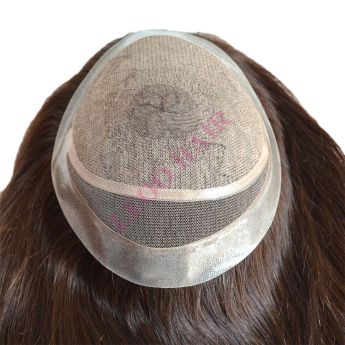 LT58 Custom Men Toupee Front Swiss Lace Back Silk Base with PU Around