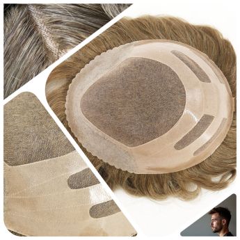 LT7 Custom Toupee Bond Mono Top Coverage PU Front and Back 